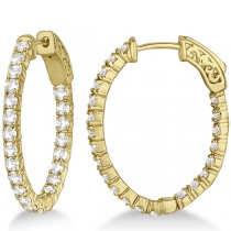 Fancy Small Oval-Shaped Diamond Hoop Earrings 14k Yellow Gold (2.16ct)