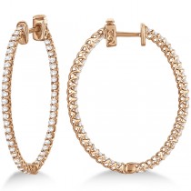 Lucida Oval-Shaped Diamond Hoop Earrings 14k Rose Gold (2.00ct)