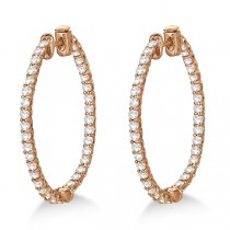 Large Oval-Shaped Diamond Hoop Earrings 14k Rose Gold (3.51ct)