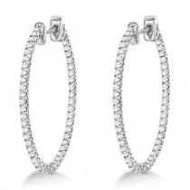 Lucida Oval-Shaped Diamond Hoop Earrings 14k White Gold (2.00ct)
