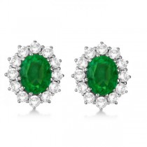 Oval Emerald and Diamond Earrings 18k White Gold (7.10ctw)