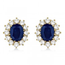 Oval Blue Sapphire and Diamond Earrings 18k Yellow Gold (7.10ctw)