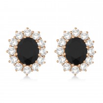 Oval Black and White Diamond Earrings 14k Rose Gold (5.55ctw)