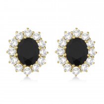 Oval Black and White Diamond Earrings 14k Yellow Gold (5.55ctw)