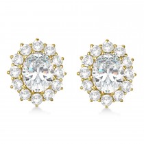 Oval Moissanite and Diamond Earrings 14k Yellow Gold (7.10ctw)