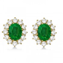 Oval Emerald and Diamond Earrings 14k Yellow Gold (7.10ctw)