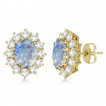 Oval Moonstone and Diamond Earrings 14k Yellow Gold (5.50ctw)