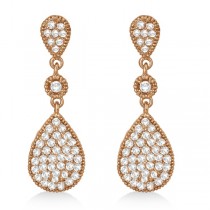 Milgrain Tear Drop Dangling Diamond Earrings 14k Rose Gold (0.65ct)