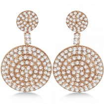 Dangling Double Circle Diamond Earrings Pave 14k Rose Gold (4.10ct)