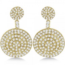 Dangling Double Circle Diamond Earrings Pave 14k Yellow Gold (4.10ct)