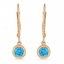Leverback Dangling Drop Blue Topaz Earrings 14k Rose Gold (0.50ct)