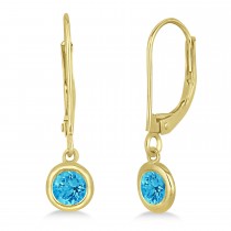 Leverback Dangling Drop Blue Topaz Earrings 14k Yellow Gold (0.50ct)