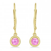 Leverback Dangling Drop Pink Sapphire Earrings 14k Yellow Gold (0.50ct)