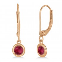 Leverback Dangling Drop Ruby Earrings 14k Rose Gold (0.50ct)