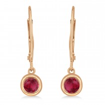 Leverback Dangling Drop Ruby Earrings 14k Rose Gold (0.50ct)