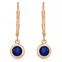 Leverback Dangling Drop Blue Sapphire Earrings 14k Rose Gold (1.00ct)