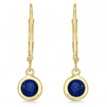 Leverback Dangling Drop Blue Sapphire Earrings 14k Yellow Gold (1.00ct)