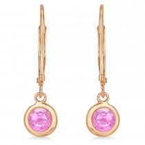 Leverback Dangling Drop Pink Sapphire Earrings 14k Rose Gold (1.00ct)