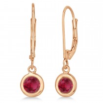 Leverback Dangling Drop Ruby Earrings 14k Rose Gold (1.00ct)
