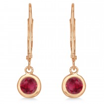 Leverback Dangling Drop Ruby Earrings 14k Rose Gold (1.00ct)
