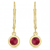 Leverback Dangling Drop Ruby Earrings 14k Yellow Gold (1.00ct)