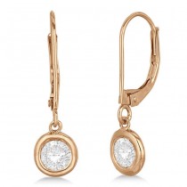 Leverback Dangling Drop Diamond Earrings 14k Rose Gold (2.00ct)