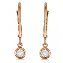 Leverback Dangling Drop Diamond Earrings 14k Rose Gold (0.20ct)