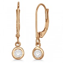 Leverback Dangling Drop Diamond Earrings 14k Rose Gold (0.30ct)