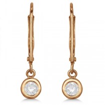 Leverback Dangling Drop Diamond Earrings 14k Rose Gold (0.30ct)