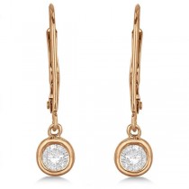 Leverback Dangling Drop Diamond Earrings 14k Rose Gold (0.40ct)