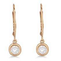 Leverback Dangling Drop Diamond Earrings 14k Rose Gold (1.00ct)