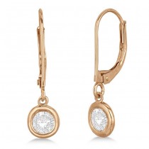 Leverback Dangling Drop Diamond Earrings 14k Rose Gold (1.50ct)