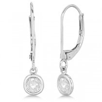 Leverback Dangling Drop Diamond Earrings 14k White Gold (0.40ct)