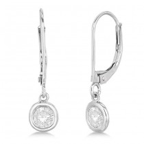 Leverback Dangling Drop Diamond Earrings 14k White Gold (1.00ct)