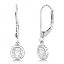 Leverback Dangling Drop Diamond Earrings 14k White Gold (1.50ct)