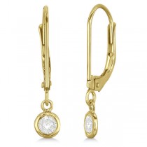 Leverback Dangling Drop Diamond Earrings 14k Yellow Gold (0.20ct)