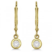 Leverback Dangling Drop Diamond Earrings 14k Yellow Gold (0.30ct)