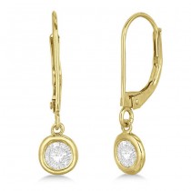 Leverback Dangling Drop Diamond Earrings 14k Yellow Gold (1.00ct)