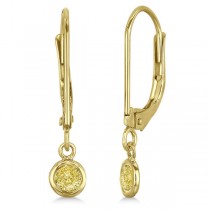 Leverback Dangling Drop Yellow Diamond Earrings 14k Yellow Gold (0.20ct)