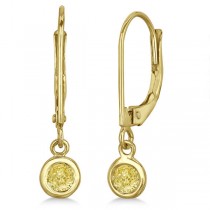 Leverback Dangling Drop Yellow Diamond Earrings 14k Yellow Gold (0.30ct)