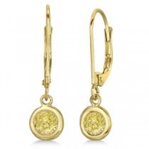 Leverback Dangling Drop Yellow Diamond Earrings 14k Yellow Gold (0.50ct)