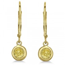 Leverback Dangling Drop Yellow Diamond Earrings 14k Yellow Gold (0.50ct)