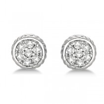 Round Cluster Diamond Earrings 14k White Gold (0.25ct)