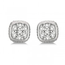 Square Diamond Cluster Earrings 14k White Gold (0.25ct)