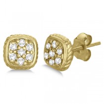 Square Diamond Cluster Earrings 14k Yellow Gold (0.25ct)