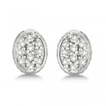 Oval Diamond Cluster Earrings 14k White Gold (0.25ct)