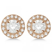 Vintage Round Cut Diamond Earring Jackets 14k Rose Gold (0.22ct)