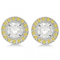 Vintage Fancy Yellow Diamond Earring Jackets 14k White Gold (0.22ct)