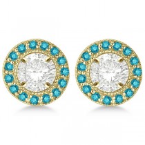 Vintage Fancy Blue Diamond Earring Jackets 14k Yellow Gold (0.22ct)