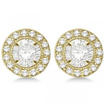 Vintage Round Cut Diamond Earring Jackets 14k Yellow Gold (0.22ct)